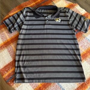 Mizzou Striped Polo Shirt with Logo